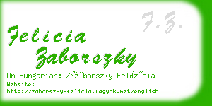 felicia zaborszky business card